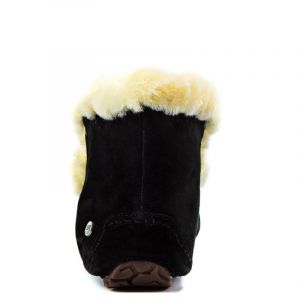 Moccasins Alena Black с белым мехом